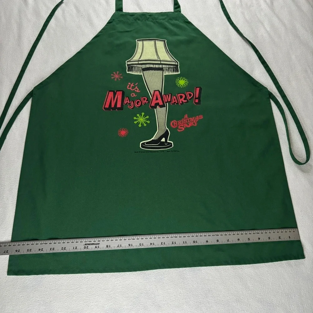 A Christmas Story Apron‎ Unisex OS Green Excellent Leg Lamp Major Award Holiday